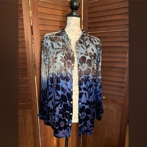 Johnny Was Ombré Burnout Velvet Floral Blouse